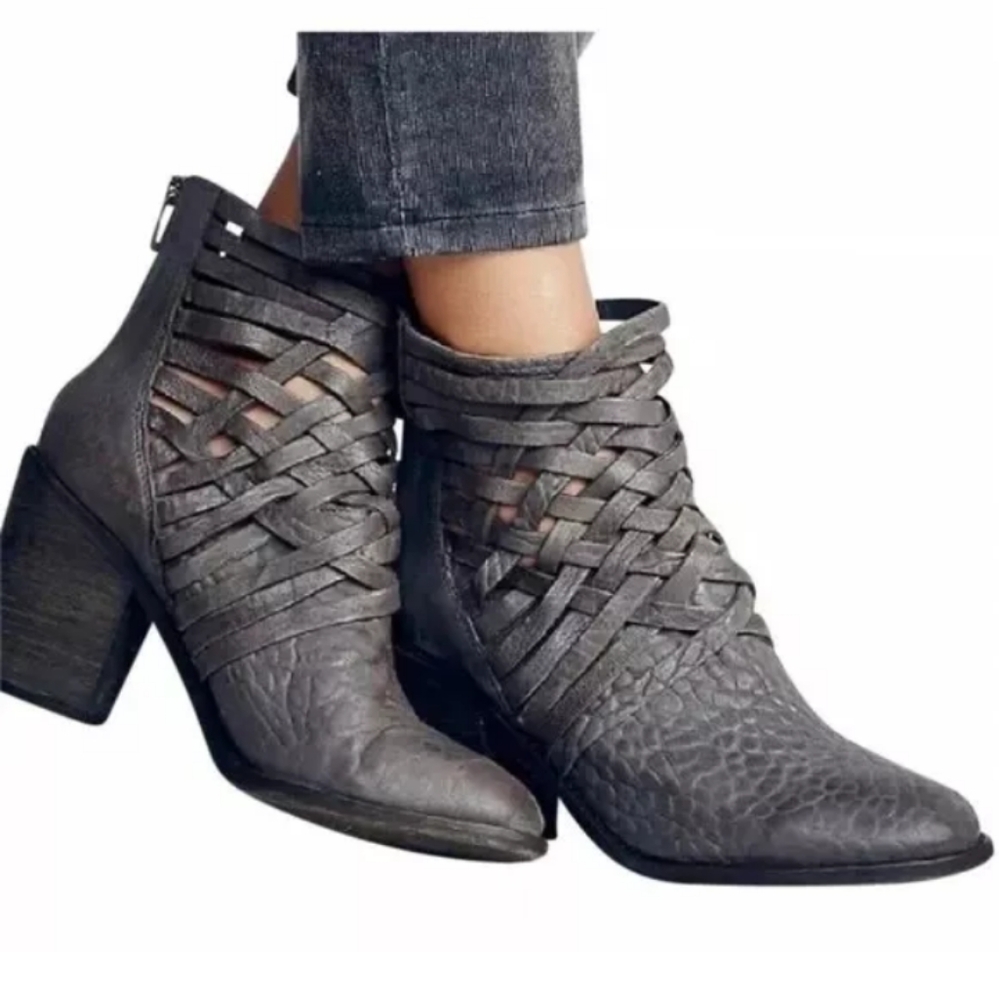 Free People Carrera Woven Leather Ankle Boots